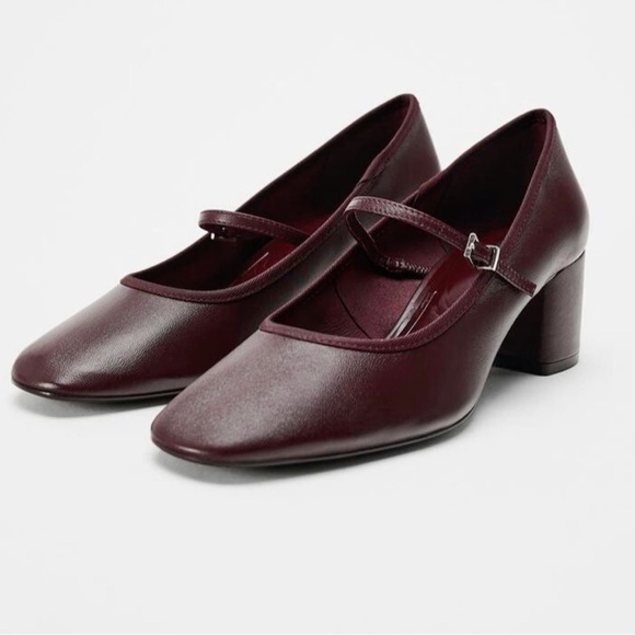 Zara Shoes - ZARA Burgundy Mary Jane Block Heel Pumps EU 39/ US 8-8.5